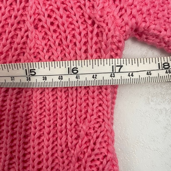 Marbel Pullover Sweater Pink Round Neckline 3/4 Sleeves Chunky Rib Knit Sz XS - Picture 8 of 12